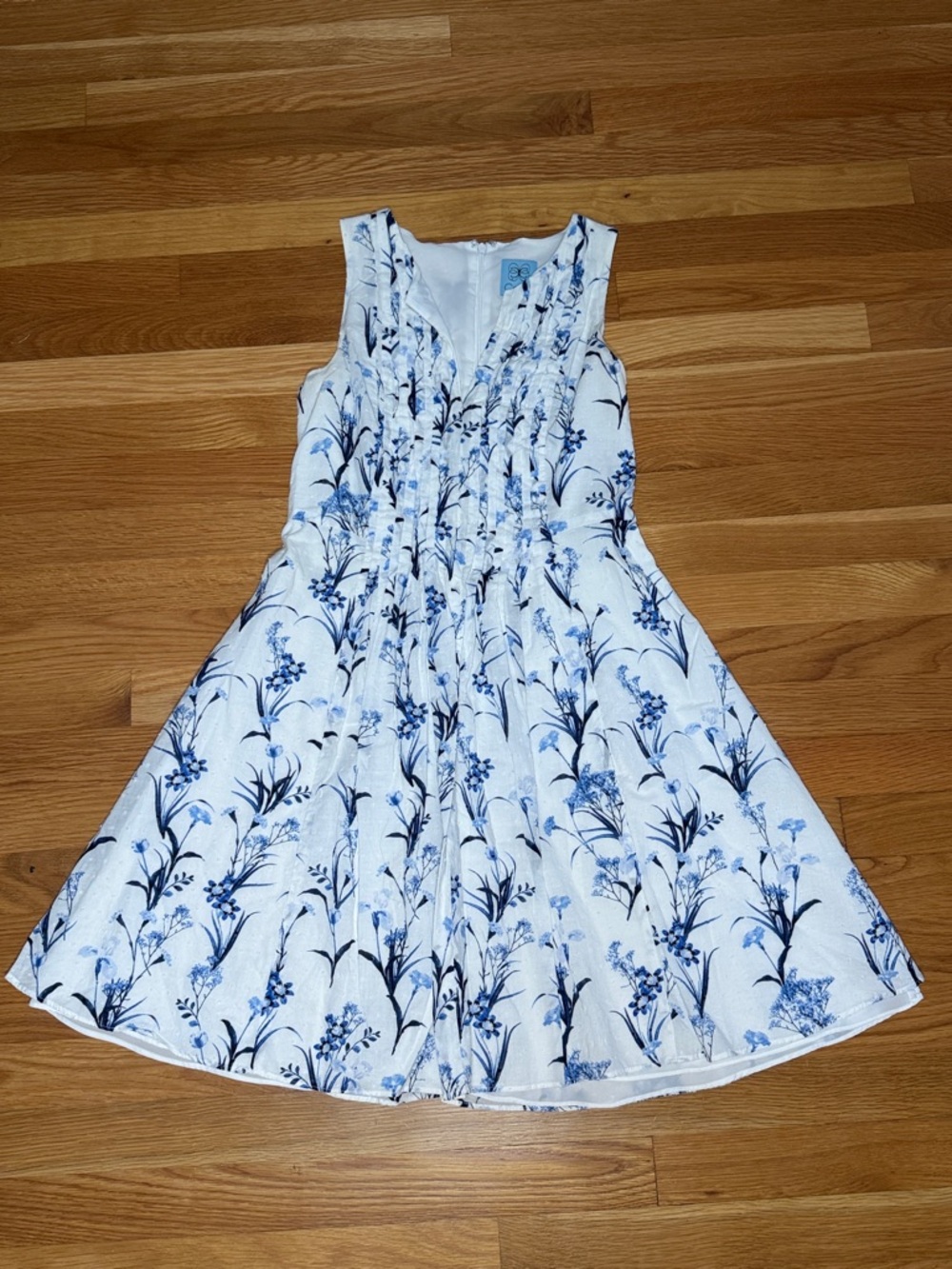 CeCe White and Blue Floral Dress
